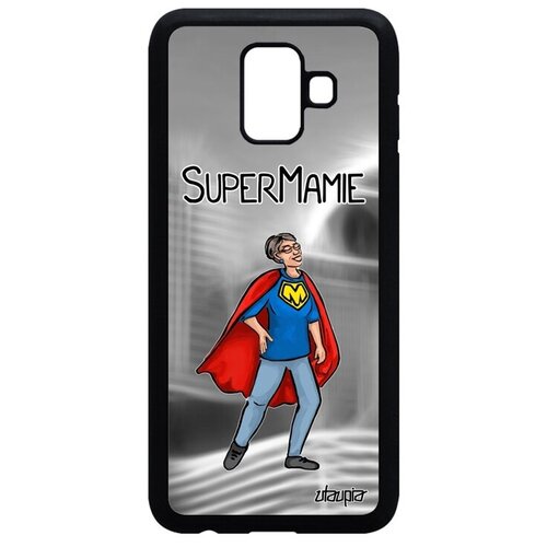 фото Красивый чехол для мобильного // galaxy a6 2018 // "супербабуля" смешной бабуля, utaupia, серый