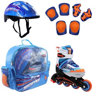 Набор роликовые коньки раздвижные SPORTER black, шлем, набор защиты, в сумке (M: 35-38)