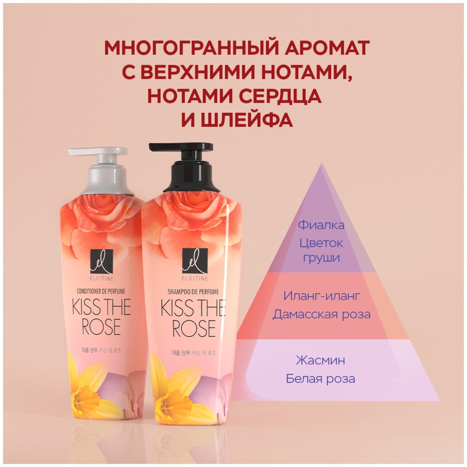 Кондиционер Elastine (Эластин) парфюмированный для всех типов волос kiss the rose 600мл LG Household & Health Care - фото №3