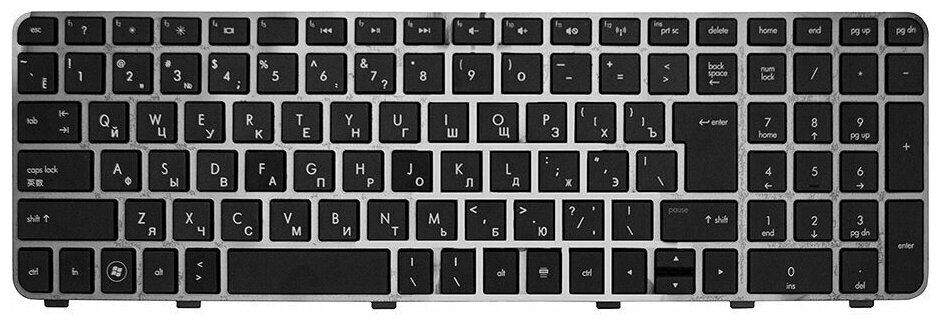 Клавиатура для ноутбука HP Pavilion HP DV6-6000 DV6-6100 Series Г-образный Enter Черная с серой рамкой PN V122630BS1 1800₽