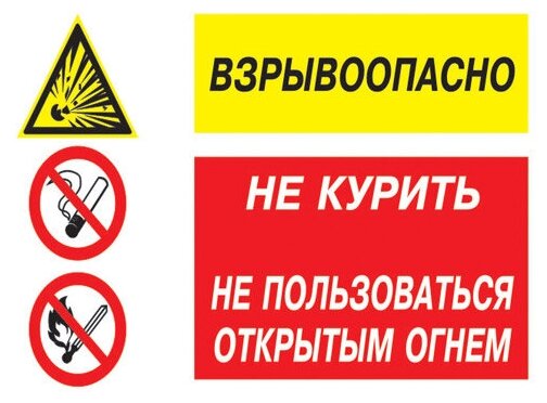 Взрывоопасно - не курить не пользоваться открытым огнем. 200х300 мм