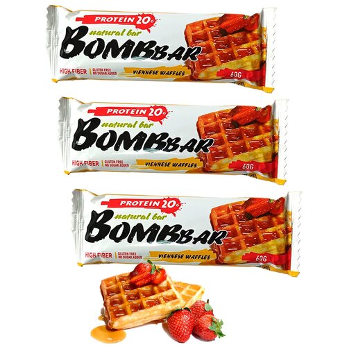 фото Протеиновый батончик bombbar protein bar 3 x 60 г, венские вафли