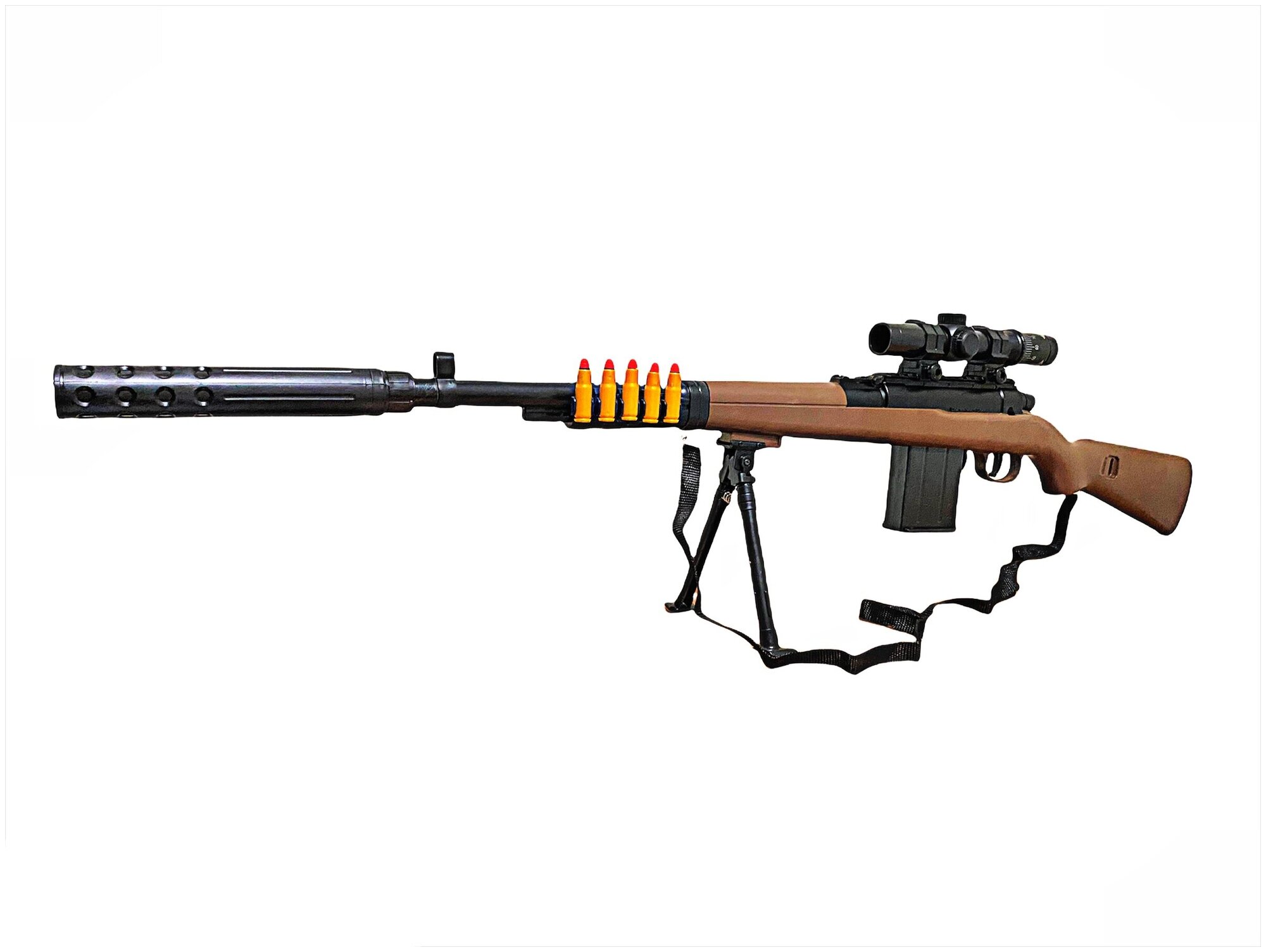 Детская снайперская винтовка Mauzer (Маузер) KAR98F 110 см (два вида пулек, оптический прицел, гильзы, очки)
