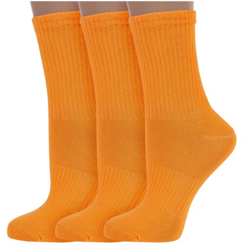 фото Комплект из 3 пар женских носков rusocks (орудьевский трикотаж) оранжевые, размер 23-25