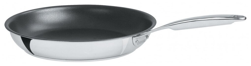 Сковорода с антипригарным покрытием, диаметр 28 см, нержавеющая сталь, цвет стальной, Cristel, Франция, P28CPFTE