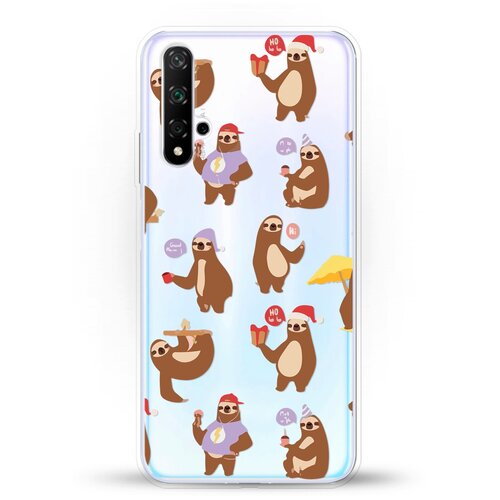 фото Силиконовый чехол узор из ленивцев на honor 20 andy & paul