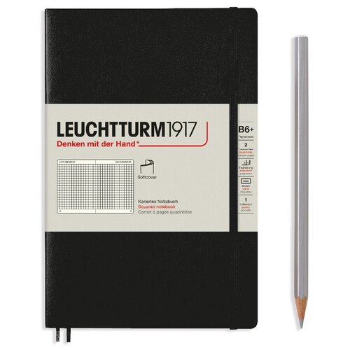 Блокнот Leuchtturm Paperback B6+ 61л в клетку мягкая обложка Черный