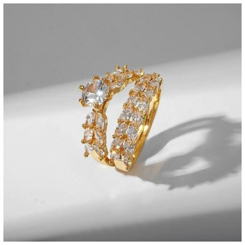 фото Кольцо "сокровище" кристаллы, цвет белый в золоте, размер 17 yandex market