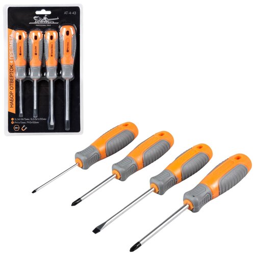 фото Набор отверток 4 предмета (sl3*0.8*75мм, sl5.5*1*100мм, ph1*75мм, ph2*100мм) блистер airline