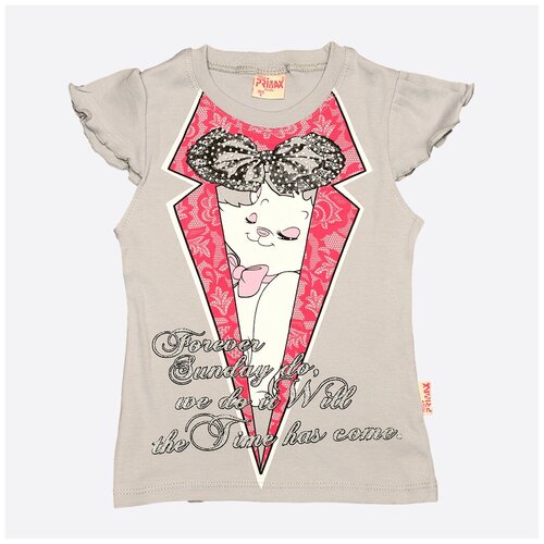 фото Футболка хлопковая с принтом - светло-серый - 4 года primax