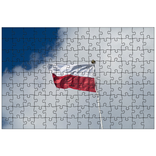 фото Магнитный пазл 27x18см."польский флаг, мачта, флаг" на холодильник lotsprints