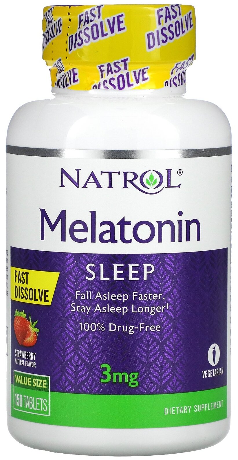 Таблетки растворимые Natrol Melatonin Fast Dissolve, 3 мг, 150 шт.