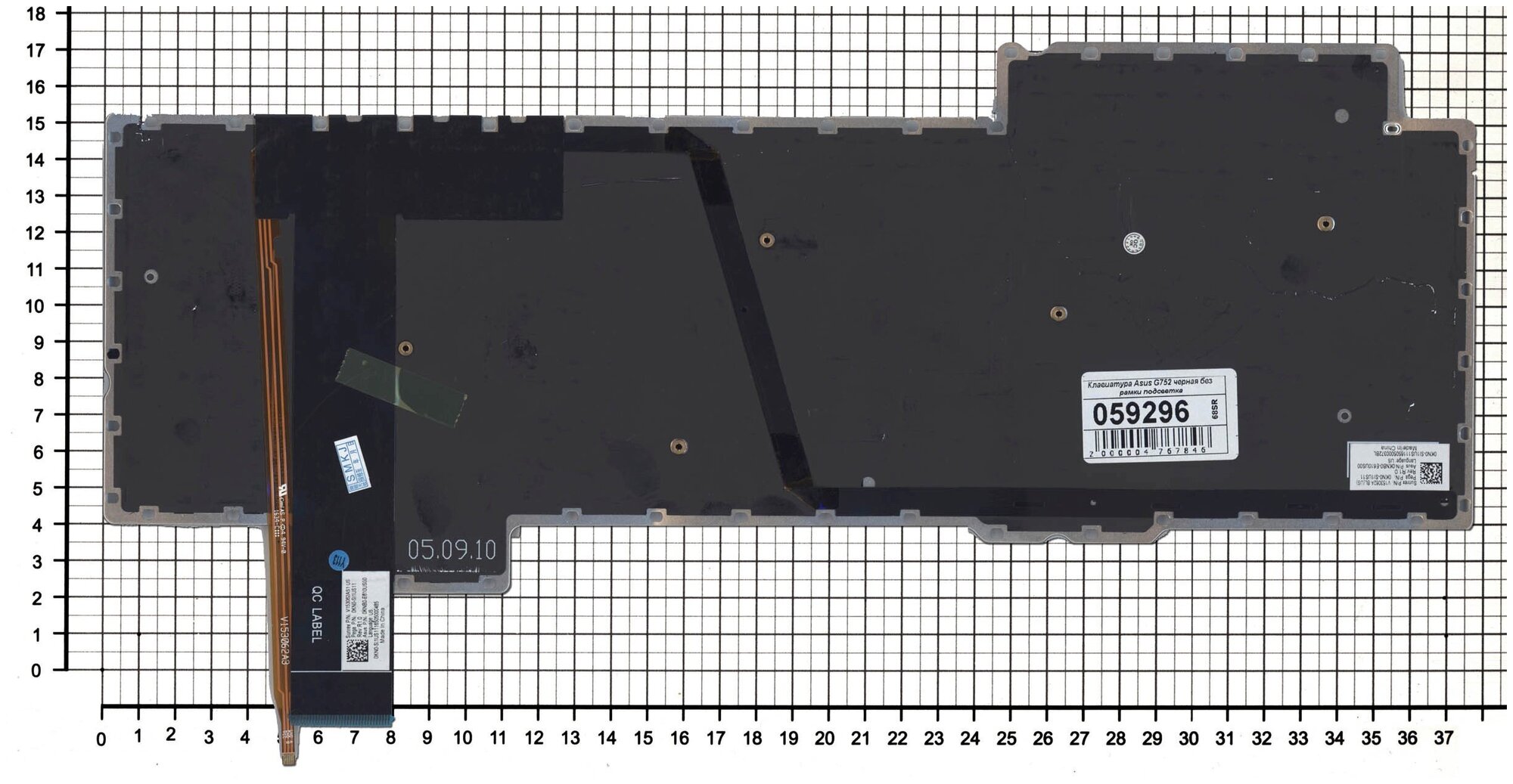 Клавиатура для ноутбука Asus ROG G752VL черная без рамки красная подсветка