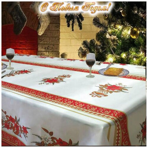 фото Новогодняя скатерть из полиэстера тойс-нг, 140х240 grand textil