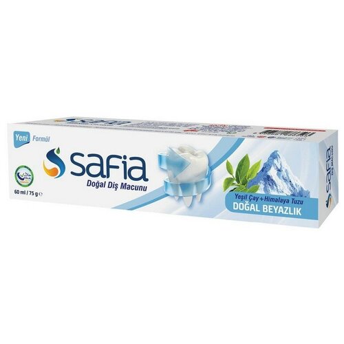Натуральная органическая зубная паста Safia 75 гр. Турция (Экстракт листьев Камелии, Шалфея + Гималайская соль) Халяль
