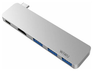 Хаб USB Wiwu T6 Pro 5 in 1 USB Type-C Grey 13037