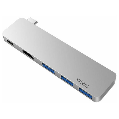 Хаб USB Wiwu T6 Pro 5 in 1 USB Type-C Grey 13037 переходник wiwu t6 pro 5 in 1 usb type c grey