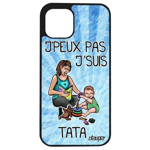 фото Защитный чехол на смартфон // iphone 12 mini // "не могу - стала тетей!" комикс шутка, utaupia, голубой