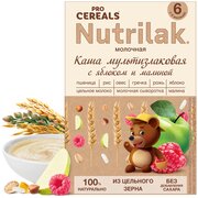 Каша Nutrilak молочная PROCEREALS мультизлаковая с яблоком и малиной, с 6 месяцев