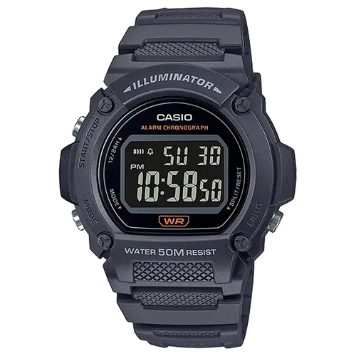 Наручные часы CASIO W-219H-8B, черный, белый