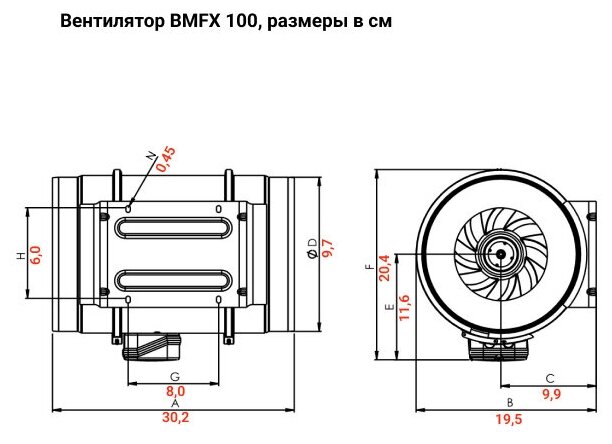 BMFX 100 Вентилятор осевой канальный Bahcivan - фотография № 2
