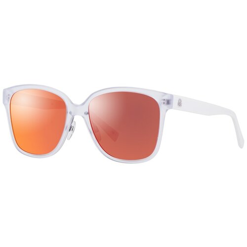 Солнцезащитные очки UNITED COLORS OF BENETTON, бабочка, оправа: пластик, ударопрочные, с защитой от УФ, зеркальные, для женщин, прозрачный