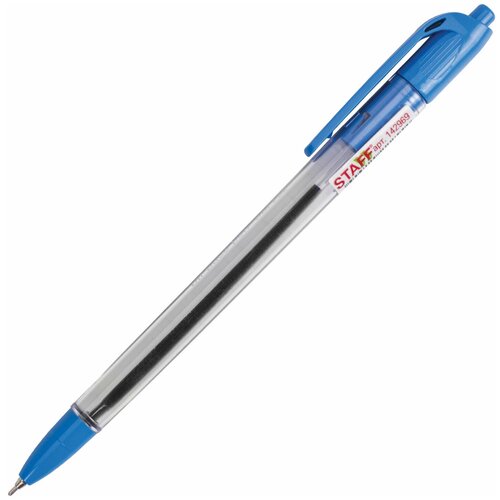 Ручка шариковая масляная автоматическая STAFF OBP-252 синяя узел 0,7 мм линия 0,35 мм 142969 75 шт