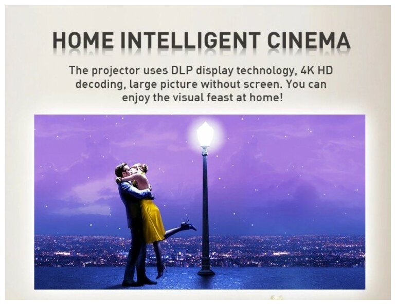 Мини проектор Everycom D023 LED DLP аккумулятор 5000 мАч Android 5G WIFI Bluetooth