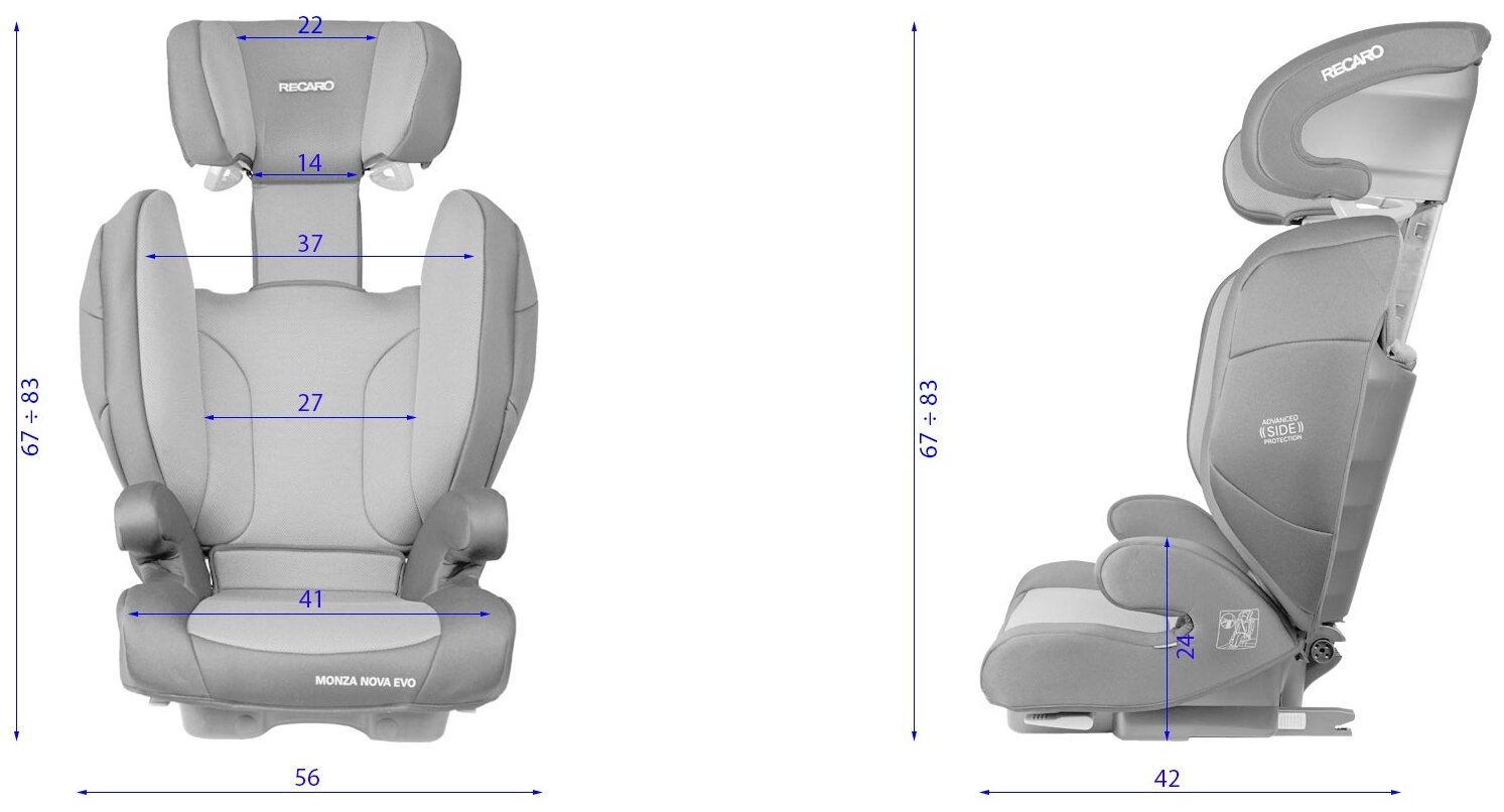 Автокресло группа 2/3 (15-36 кг) Recaro Monza Nova Evo Seatfix