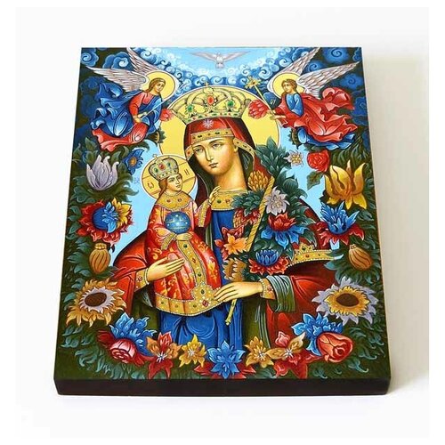 Икона Божией Матери Благоуханный Цвет, печать на доске 8*10 см