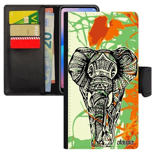 фото Противоударный чехол книжка для телефона // xiaomi mi 8 // "слон" древний мудрый, utaupia, цветной