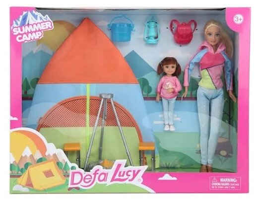 Игровой набор DEFA Lucy "Отдых с палаткой" (2 куклы 29 и 15 см, аксесс. для кемпинга)