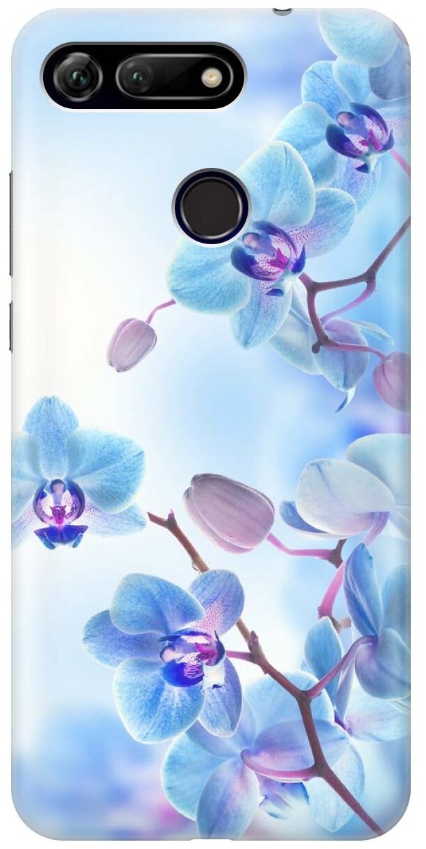 Силиконовый чехол на Honor View 20 (V20) / Хонор Вив 20 с принтом "Голубые орхидеи"