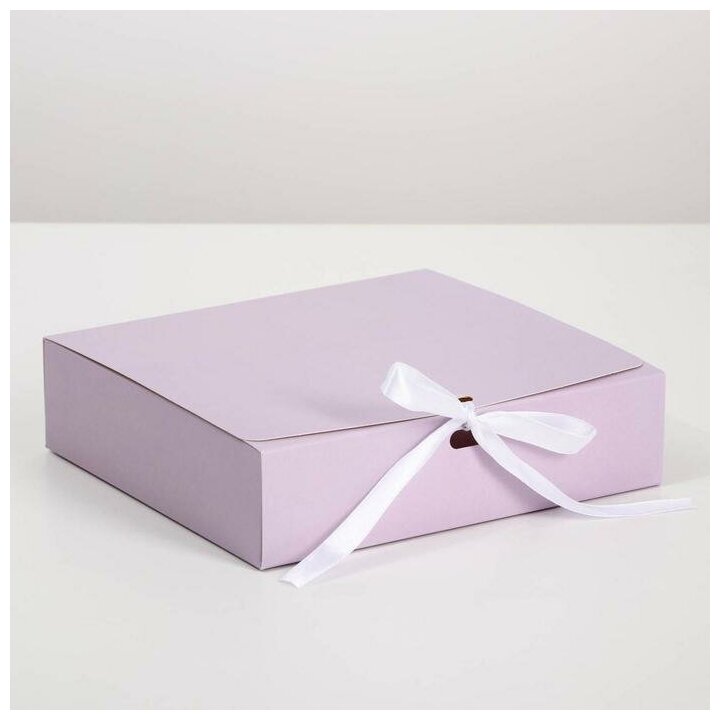 Дарите Счастье Коробка подарочная складная, упаковка, «Лавандовая», 20 х 18 х 5 см, без ленты
