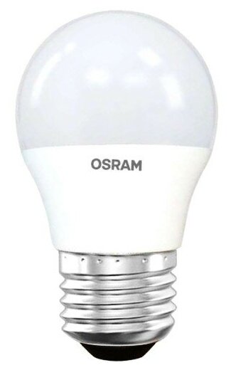 Лампа OSRAM LED Star E27 шар P (G45) 8Вт, светодиодная LED, 800 лм, эквивалент 75Вт, тёплый свет 3000К