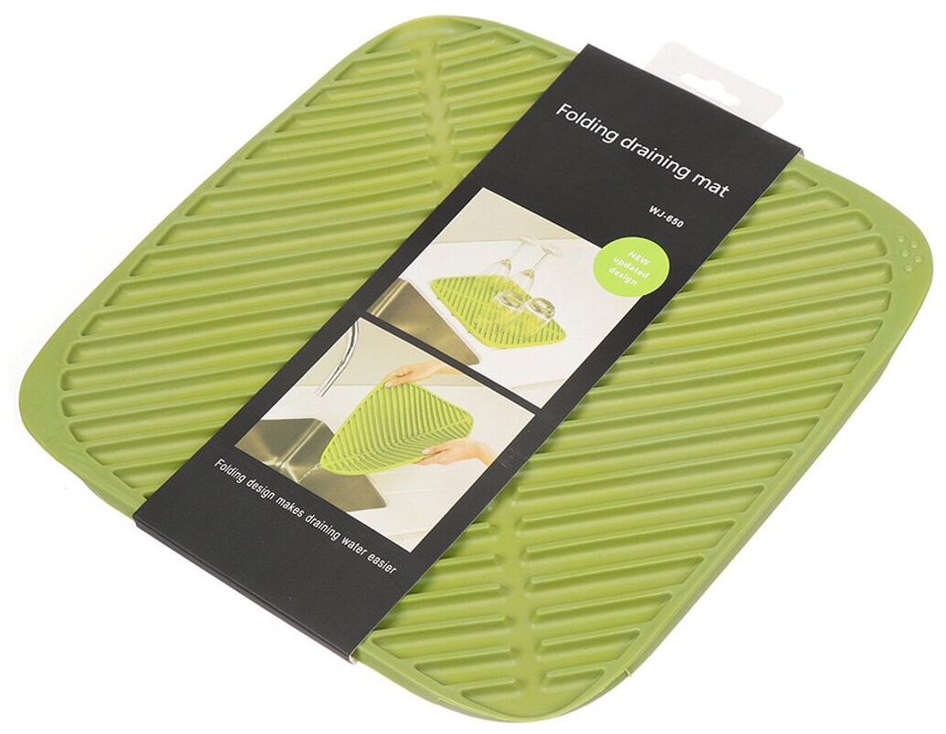 фото Подставка для посуды, силикон, 30х30 см, зеленая, MV19038