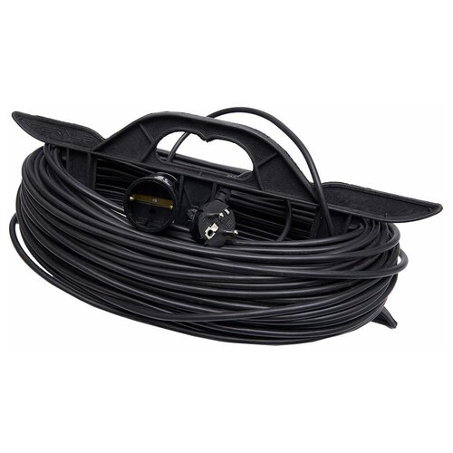 Удлинитель-шнур на рамке 1-местный с/з Stekker, HM02-01-50, 50м 3*0,75, серия Home (УХз-10), черный, 39226