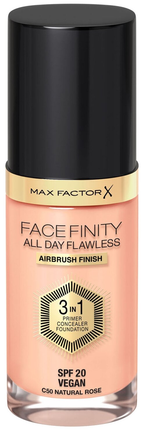 Max Factor Тональная эмульсия Facefinity All Day Flawless 3-in-1, SPF 20, 30 мл/30 г, оттенок: 50 Natural