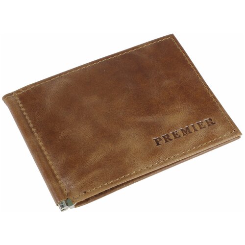 фото Зажим для купюр premier+urb из натуральной кожи, бумагодержатель, компактный кошелек, зажим для денег коричневый cro-m-53-40