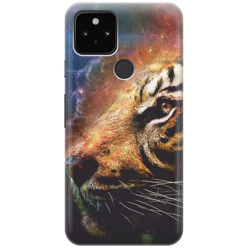 фото Ультратонкий силиконовый чехол-накладка для google pixel 5 с принтом "космический тигр" gosso