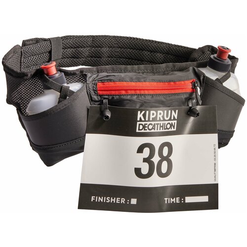 фото Пояс для бега для фляг 250 мг + зажим для номера бегуна черный kiprun x decathlon