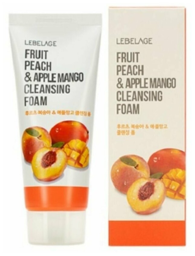 Lebelage Пенка для умывания с экстрактами персика и манго "Fruit Peach & Apple Mango Cleansing Foam" 100 мл