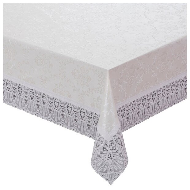 фото Скатерть на стол Meiwa Fplus-Damask AZ WH 122х152 см прямоугольная белая
