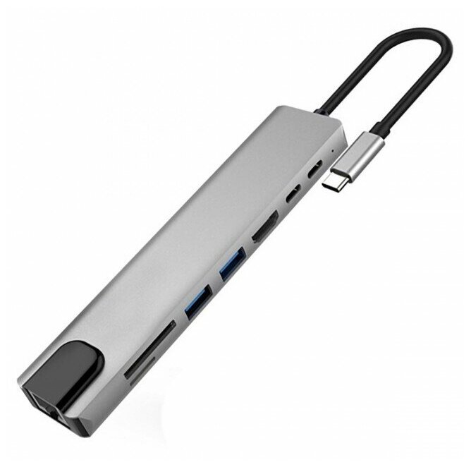 Концентратор TM8 USB-C hub 8 в 1 RJ45 HDMI SD USB 20 USB 30