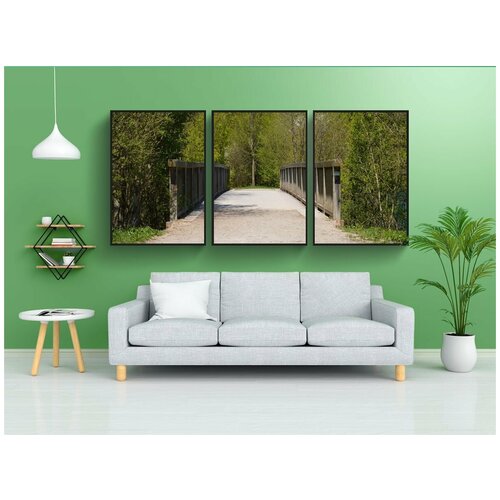 фото Набор модулных постеров для интерьера "мост, лес, живописный" 60x90 см. в тубусе, без рамки lotsprints