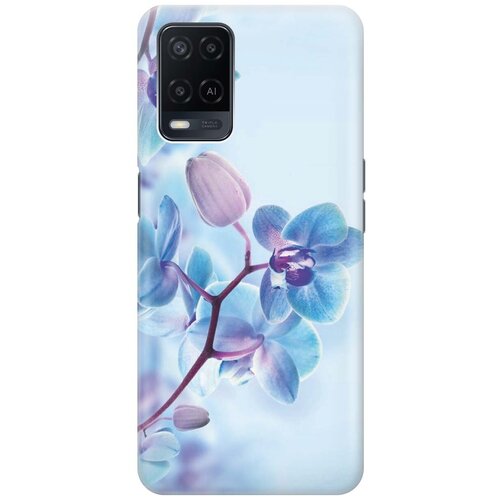 фото Ультратонкий силиконовый чехол-накладка для oppo a54 с принтом "синий цветок на синем" gosso