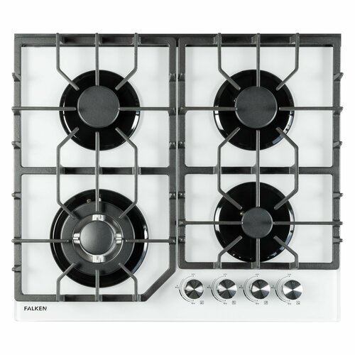 Варочная панель газовая FALKEN HG-621 белое стекло газ контроль электроподжиг чугунная решетка 2289000₽