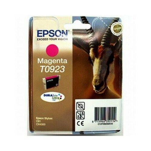 Картридж Epson T0923 для Epson Stylus C91, CX4300, T26, T27, TX106, TX109, TX117, TX119 C13T09234A10 (замена C13T10834A10) пурпурный, 495 страниц ic et0923 картридж для epson stylus c91 cx4300 tx106 tx117 пурпурный с чипом