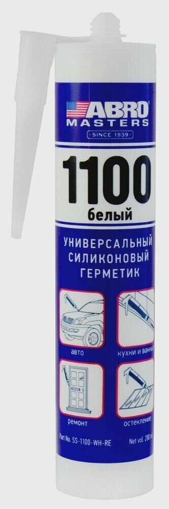 Герметик силиконовый 1100 ABRO MASTERS белый, 280 мл, SS-1100-WH — фото 8