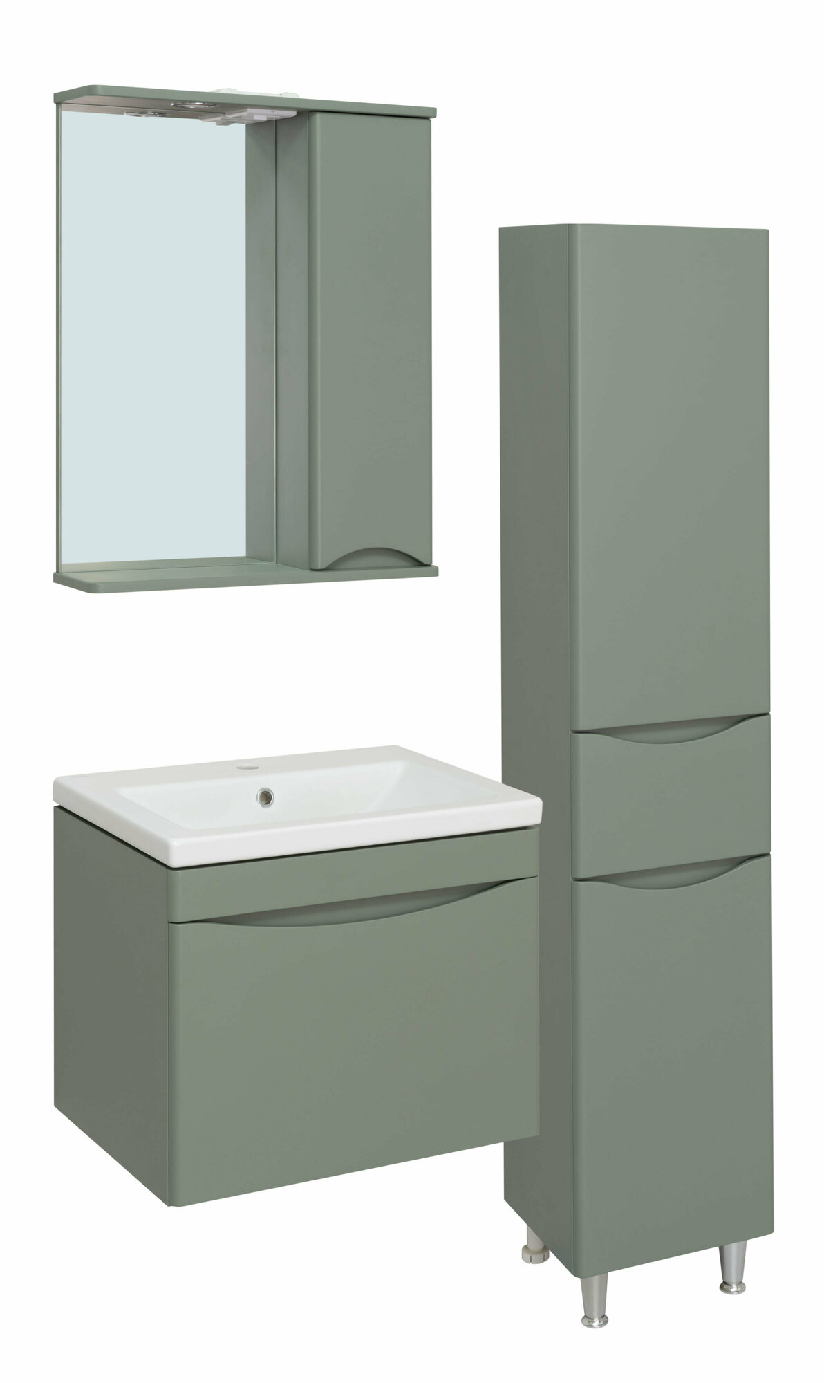 Зеркало шкаф для ванной / Runo / Афина 60 / эмаль / цемент /правый - фотография № 6